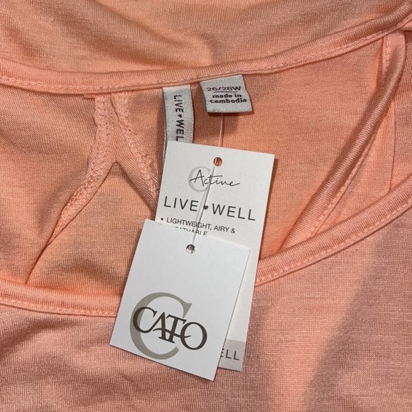 CATO Active womens sz 26/28W activewear top floral peach 3/4 sleeves cutout back - Picture 12 of 14
